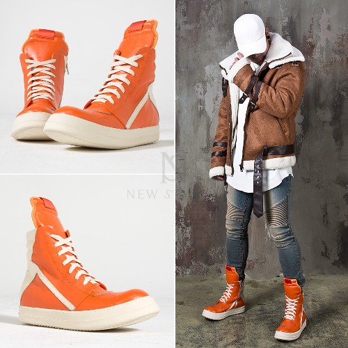 Contrast orange high-top sneakers
