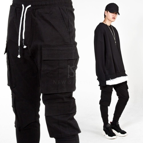 Double cargo banded pants