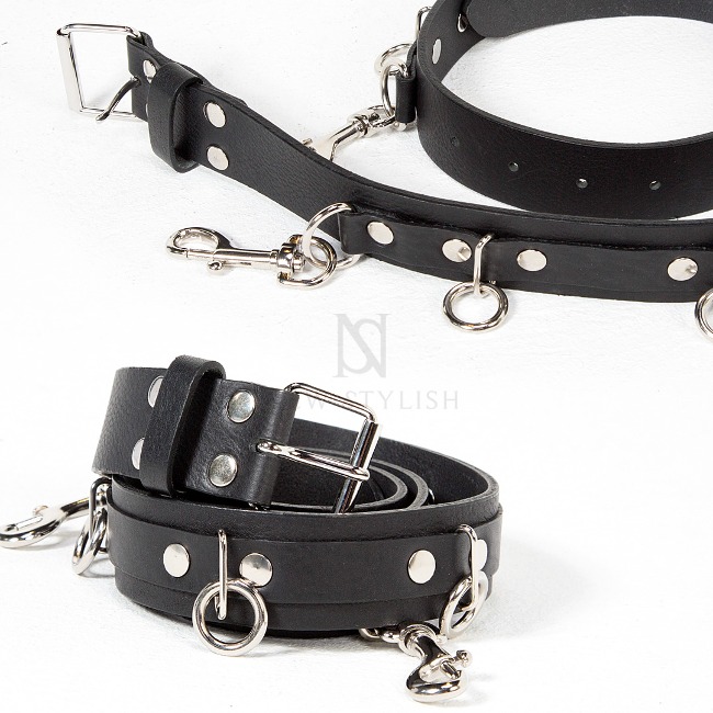 Triple ring cow leather belt