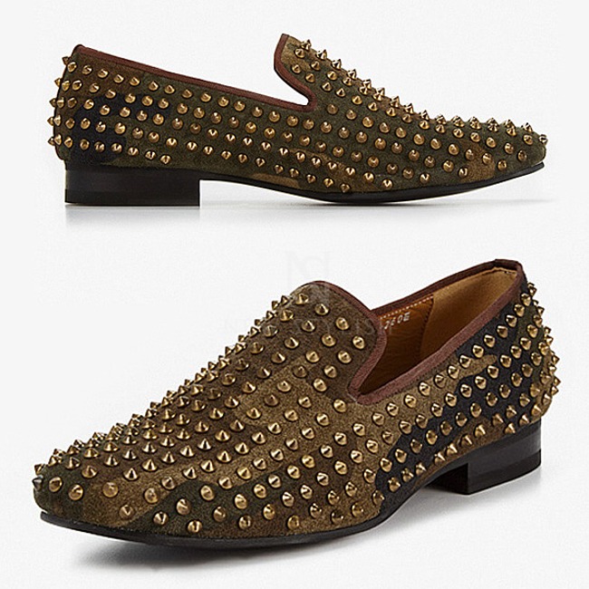 Hand-Made Camoflauge Stud Loafer Shoes