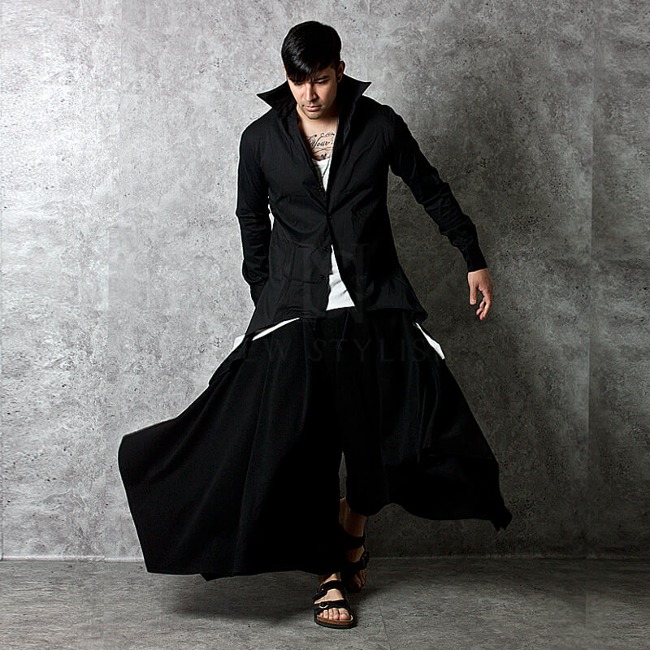 Samurai vibe super wide draping black sweatpants