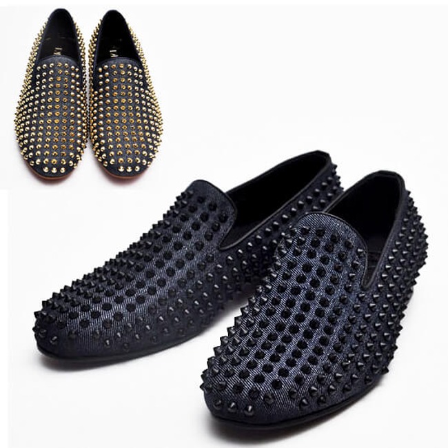 Hand-made Denim Stud Loafer Shoes