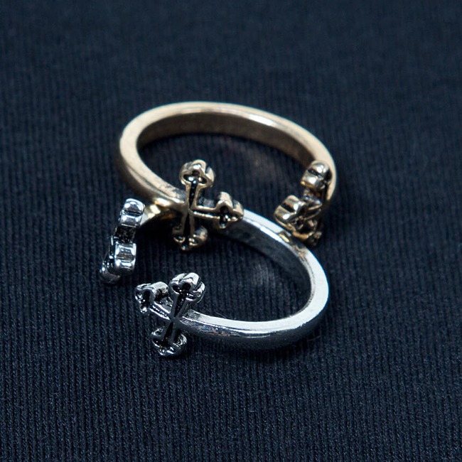 Adjustable Mister Double Cross Pinky Ring