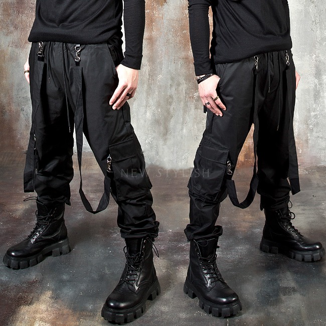 Suspender strap accent techwear cargo pants