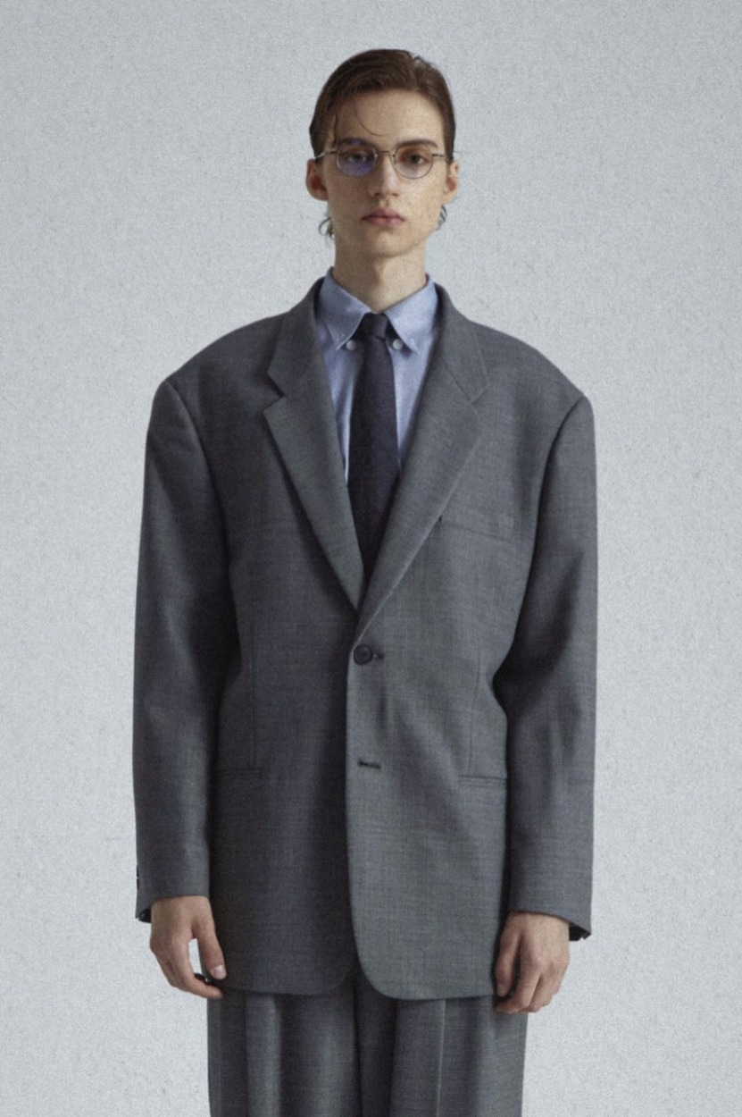 GREY WOOL TWO BUTTON JACKET