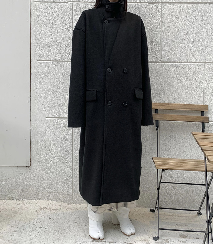 High neck wool coat