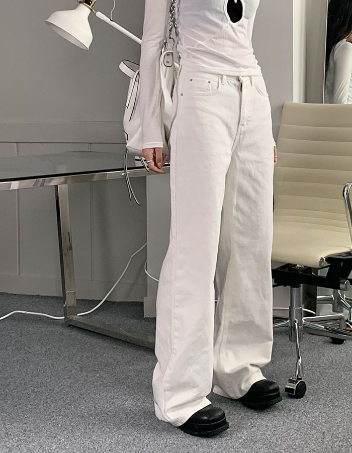 Straight wide white jeans