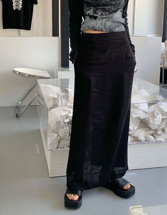 Linen maxi long skirt