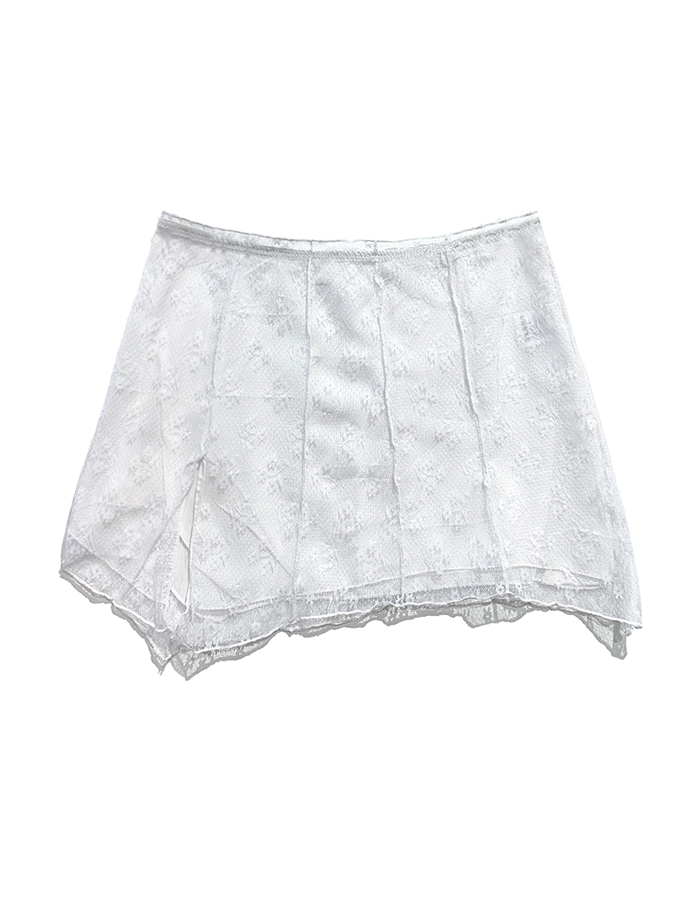 Diagonal lace slit skirt
