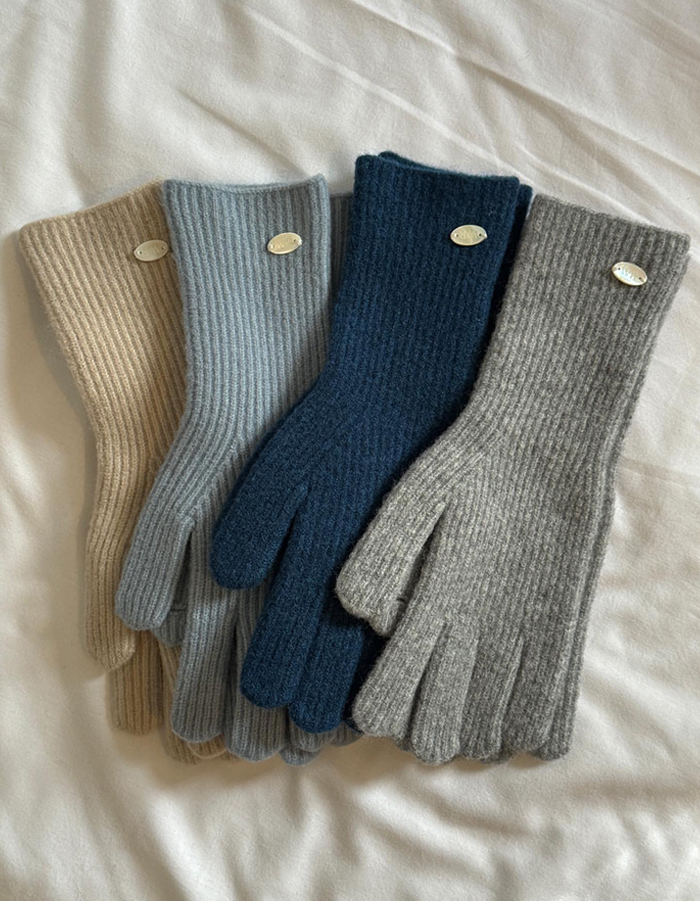Wool ribbed gloves