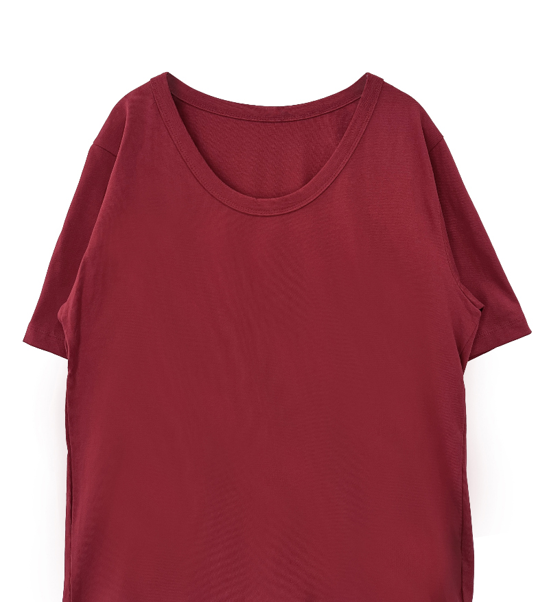 short sleeved tee burgundy color image-S1L33