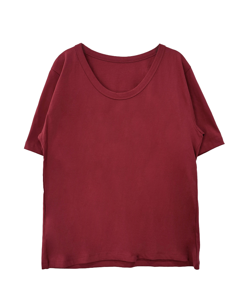 short sleeved tee burgundy color image-S1L32