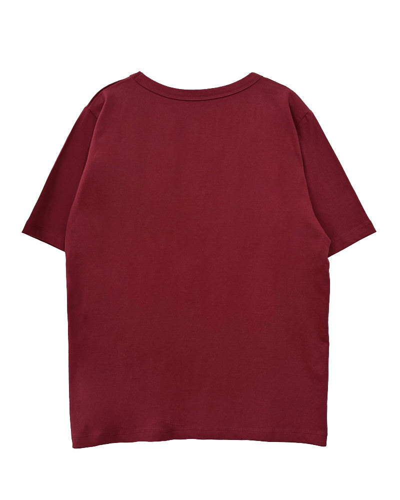 short sleeved tee burgundy color image-S1L34