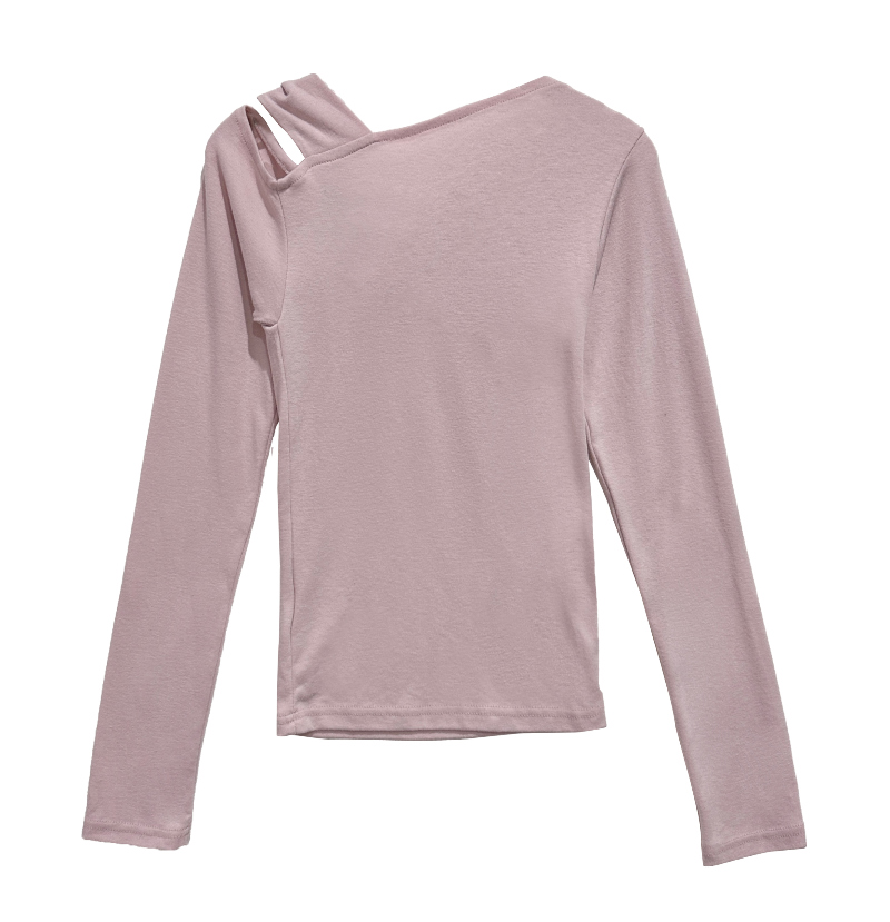 long sleeved tee baby pink color image-S1L30