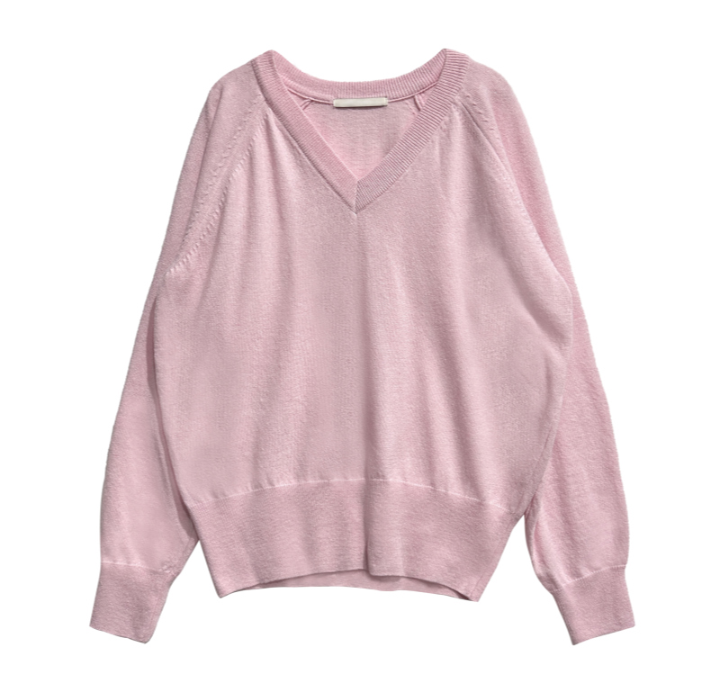 long sleeved tee baby pink color image-S1L25