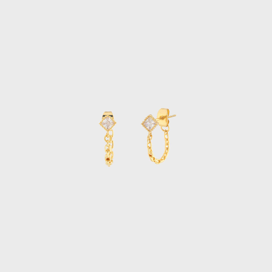 SQUARE CONNECT EARRING IN GOLD