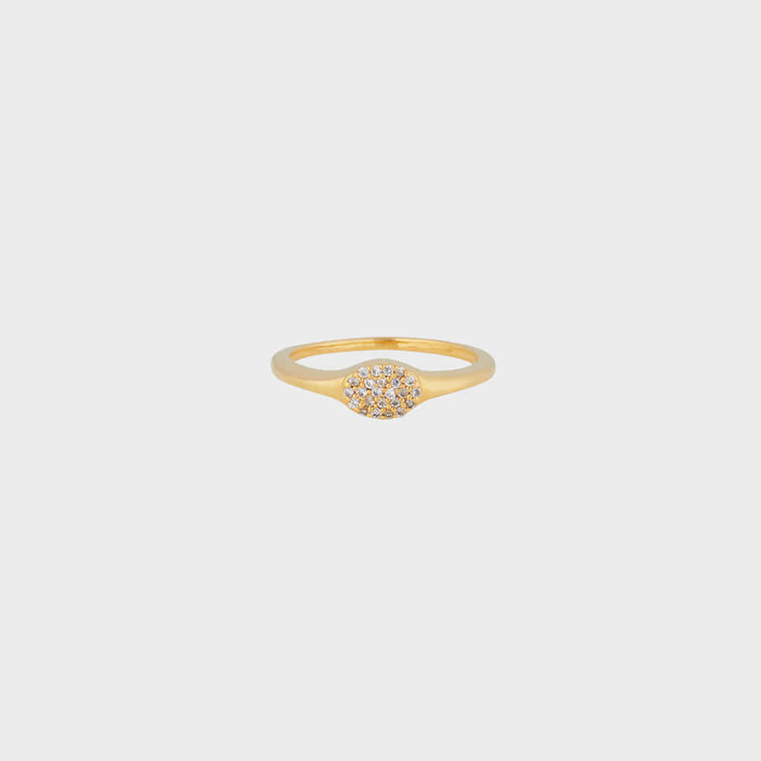 PAVE XXXS SIGNET RING IN GOLD