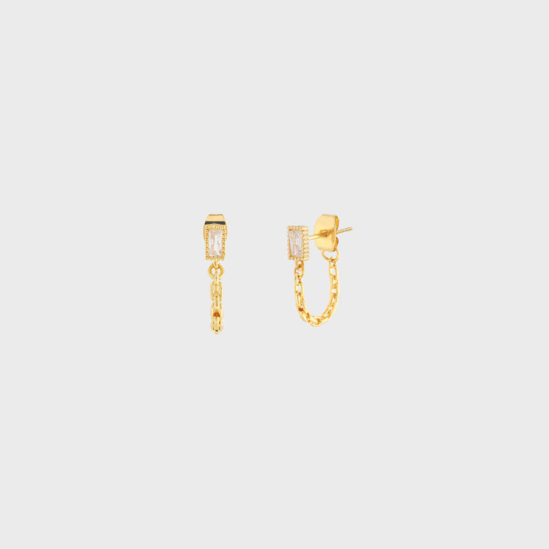 BAGUETTE CONNECT EARRING IN GOLD