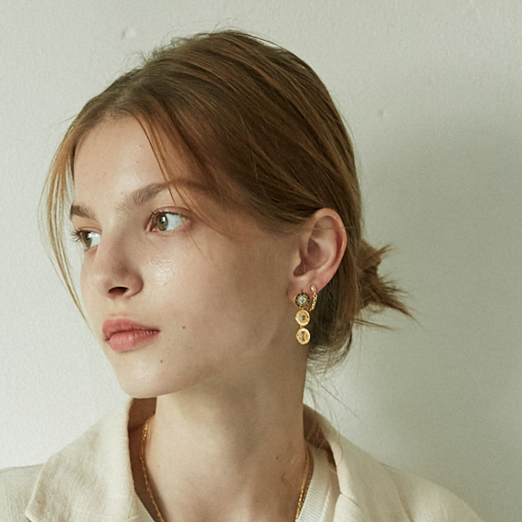 ROUND CONNECT EARRING IN GOLD