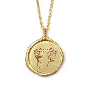 14k gold Baby Footprint necklace 16mm