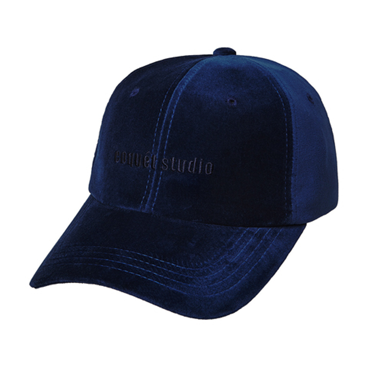 UNISEX COQUET LOGO VELVET BALL CAP - BLUE