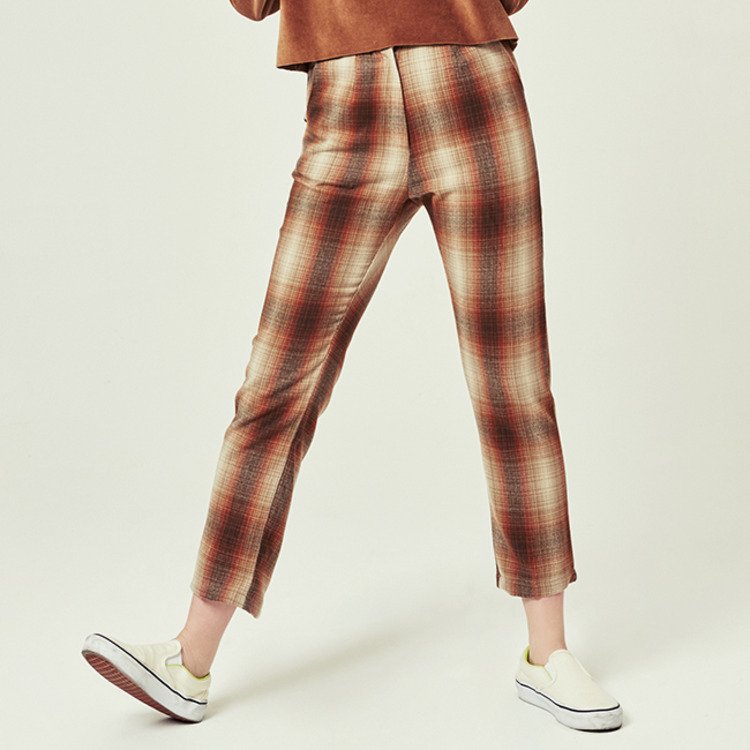 OMBRE CHECK PANTS - BROWN
