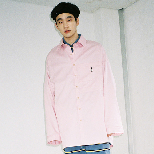 Over Solid Two Pocket Shirt (Pink)