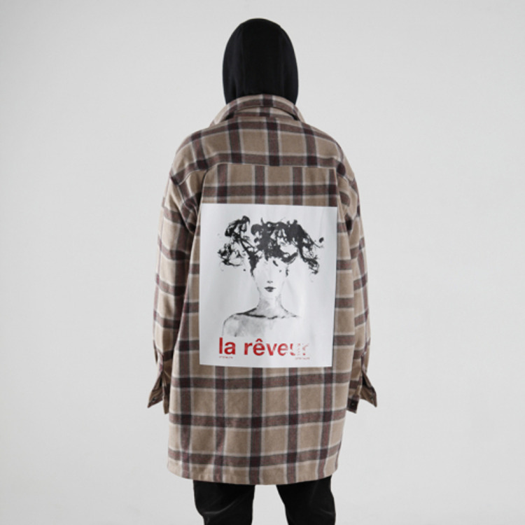 &#039;la reveur&#039; flannel check shirts jacket - brown