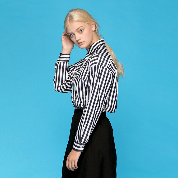 MG7S STRIPE OVER FIT SHIRTS (BLACK)