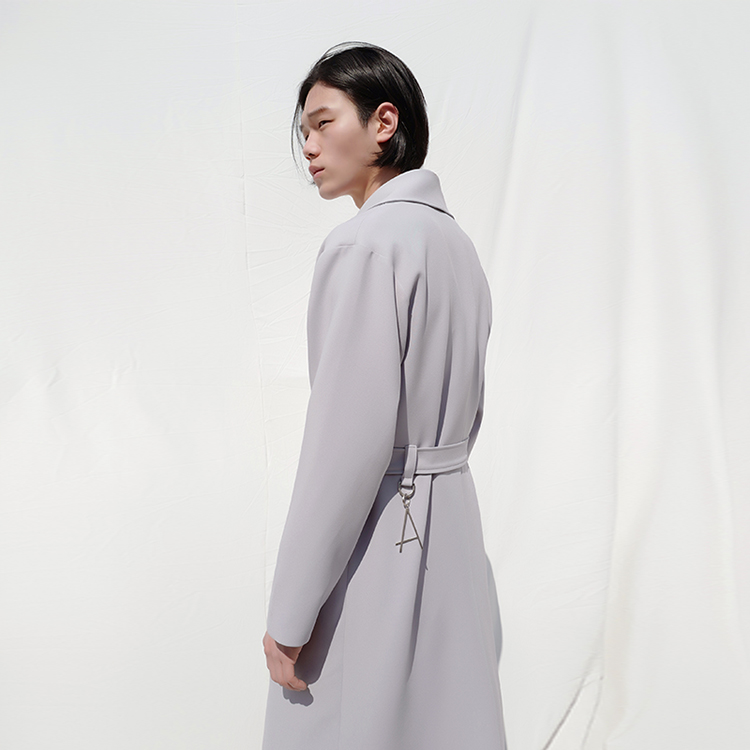 LOOSE FIT TRENCH COAT LIGHT GREY
