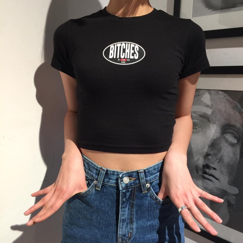 RESPECT X YOUNG BITCHES SEOUL CROP TOP - BLACK