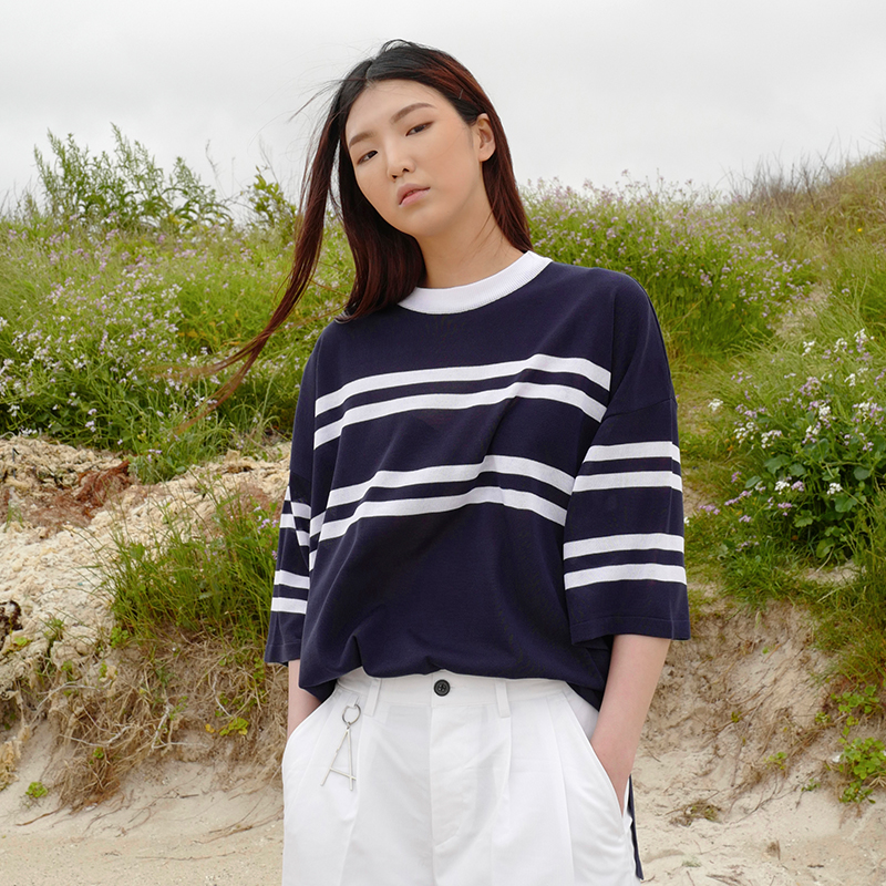 LINE OVER FIT KNIT T NAVY