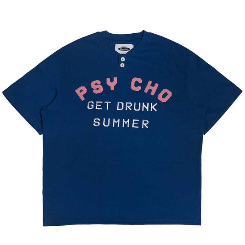 Psycho 1/2 Henley-neck T-shirts (blue)
