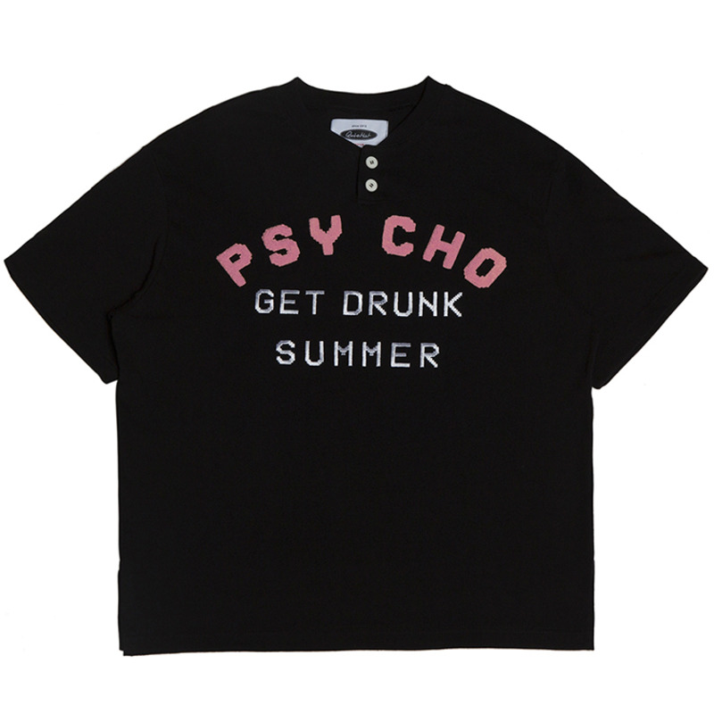 Psycho 1/2 Henley-neck T-shirts (black)
