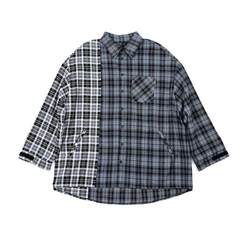 OVER TWOFOLD CHECK SHIRT - IVORY