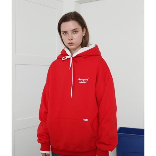 [로너] Recycling hoodie-red