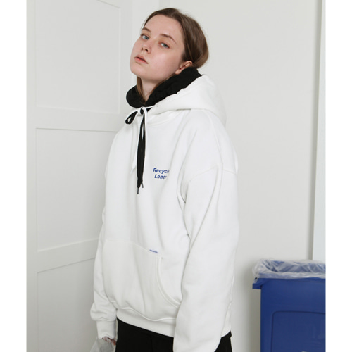 [로너] Recycling hoodie-white