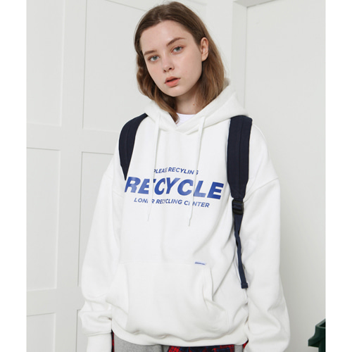 [로너] Recycle center hoodie-white