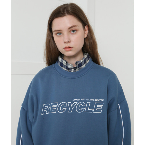 [로너] Recycle center sweatshirt-dark blue