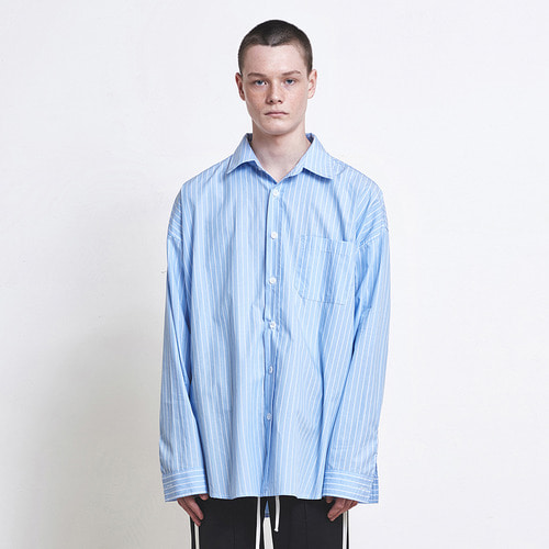 Oversized Striped Shirt Blue+White (d18so013)