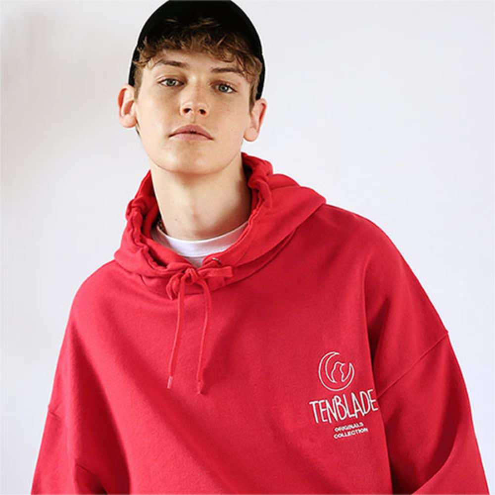 Oversized Crow Logo Hoodie_Red