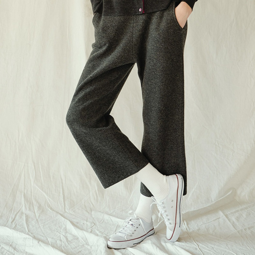 CASHMERE BANDING PANTS (NAVY)