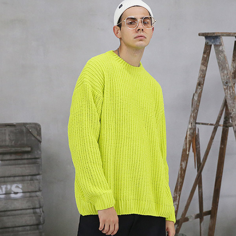 [Project 36.5]Over Fit Drop Shoulder Heavy Knit_Neon