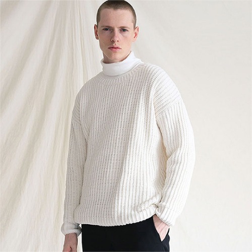 Drop shoulder heavy knit_Cream
