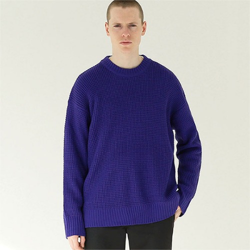 Hive crew neck placket knit_Purple