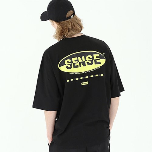 Over fit sense graphic T-shirt-tai138ss-black
