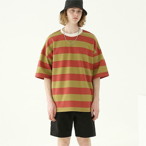 over fit stripe rugby heavy t-shirt_tai140ss_wine