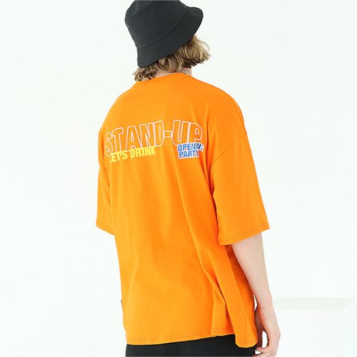 Over fit stand up graphic T-shirt-tai131ss-orange