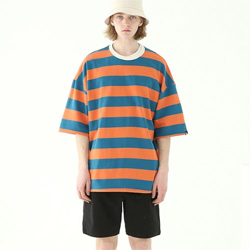 over fit stripe rugby heavy t-shirt_tai140ss_orange
