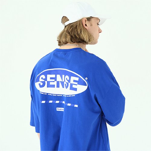 Over fit sense graphic T-shirt-tai138ss-blue